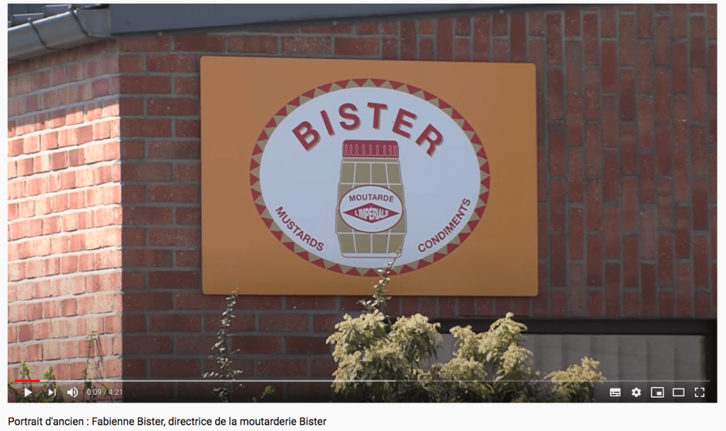 Capture d’écran de la vidéo publiée par L’Unamur s’intitulant: « portrait d’ancien: Fabienne Bister, directrice de la moutarderie Bister », publié le 22 septembre 2016 et disponible à l’adresse: https://youtu.be/p7mPOwtdB1s